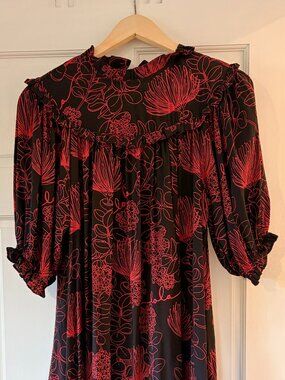 Simply Sister Lola Miller Ohia Lehua Red and Black Muʻumuʻu Dress